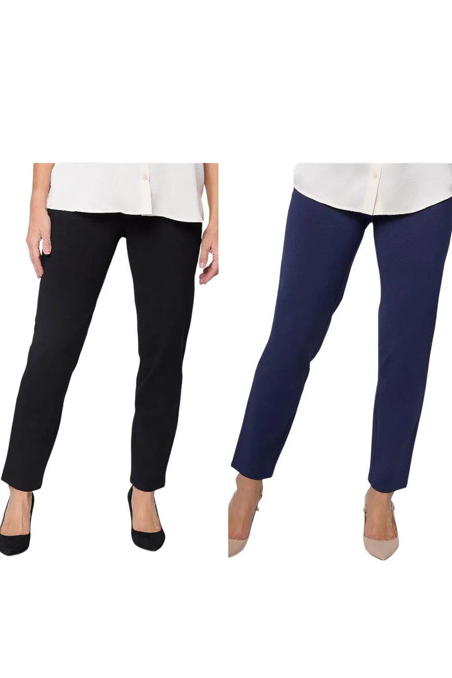 Women with Control Tall 2-pack SlimLeg Ankle Icon Pant Blk/Navy - Regular